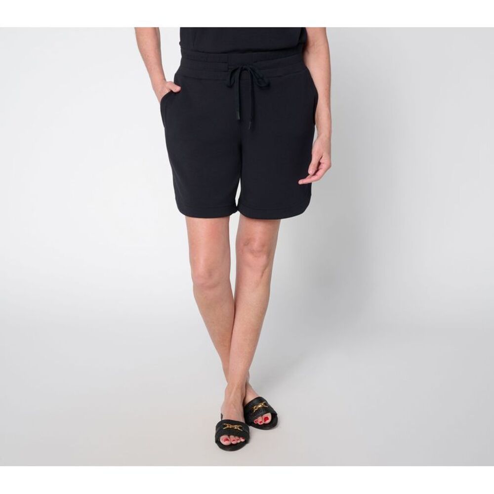 Belle by Kim Gravel Women's Petite Pants PL ScubaLuxe Half Dolphin Black